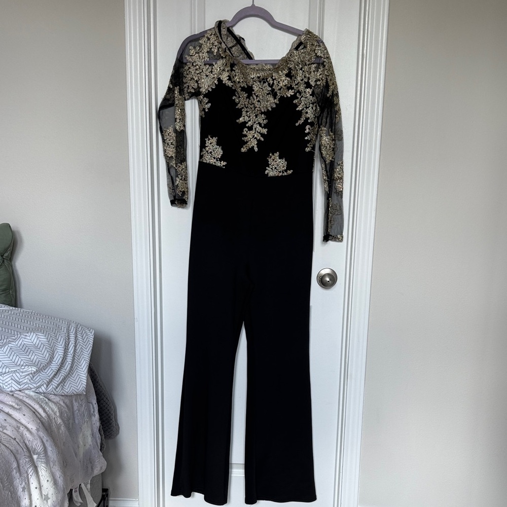 Elegant Black and Gold Jumpsuit